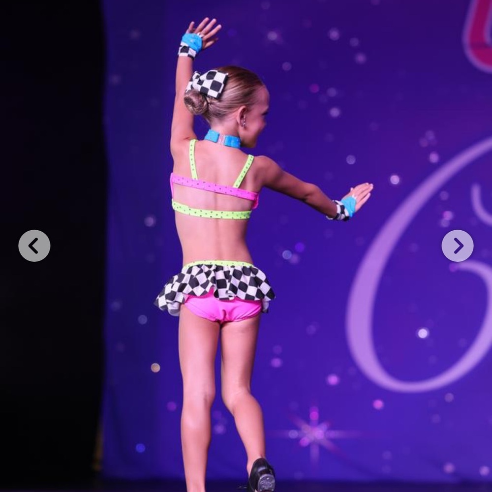 Checkered Dance Costume with Pink and Yellow Accents CS - Picture 3 of 3